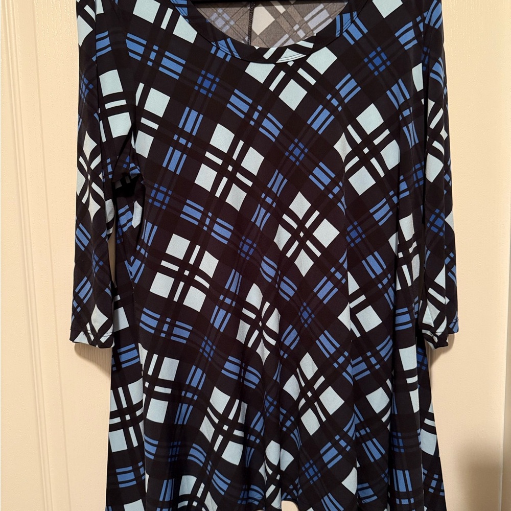 Woman Within Plaid 3/4 Sleeve Top